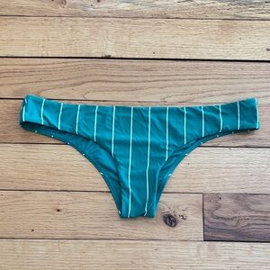 Billabong Teal and White Striped Bikini Bottom